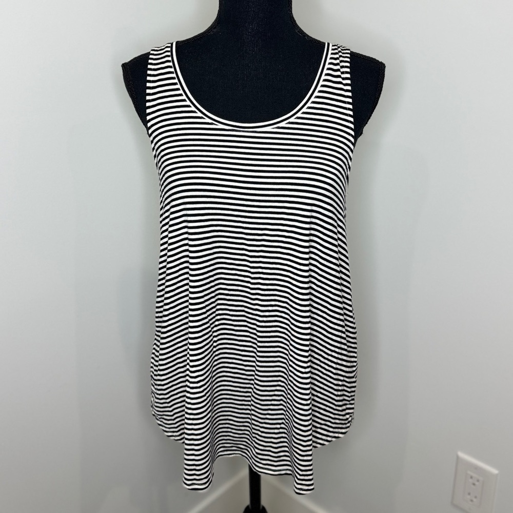 Old Navy Luxe Black and White Striped Oversized Tank Top (S)